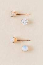 Francesca's Anita Cubic Zirconia Stud Earring Set In Rose Gold - Rose/gold