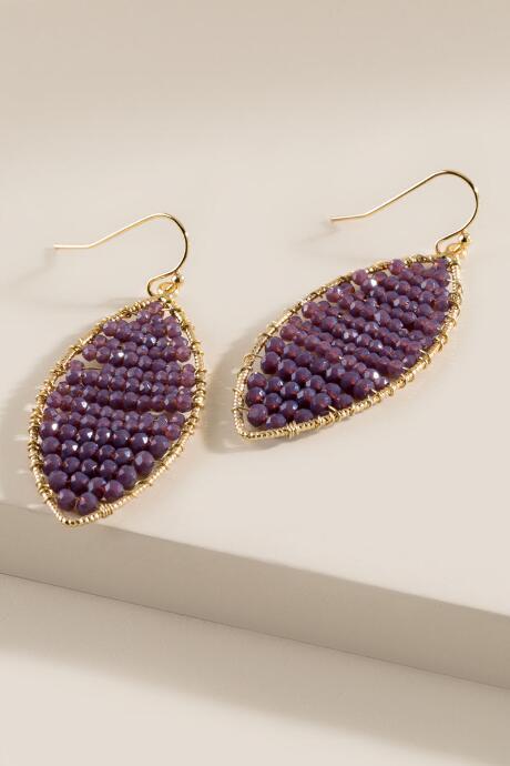Francesca's Jill Woven Beaded Drop Earrings - Purple