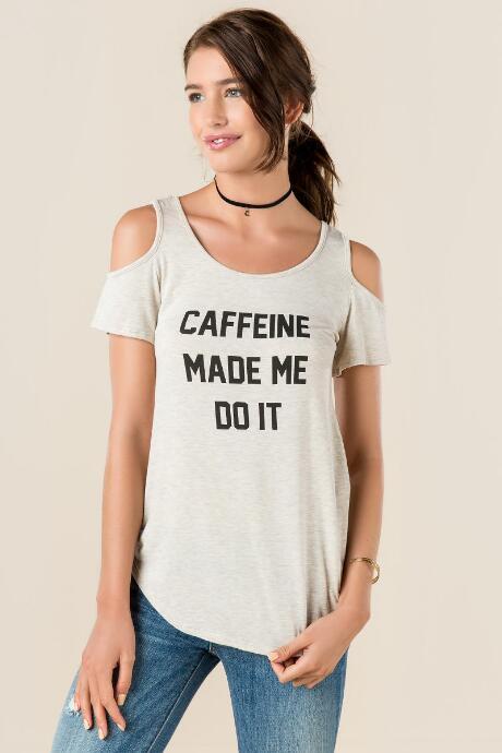 Mi Ami Caffeine Made Me Do It Graphic Tee - Heather Oat