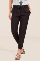Blue Rain Marisol Twill Ruched Ankle Jogger Pant - Black