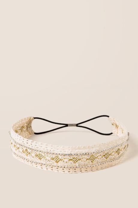 Francesca's Mila Embellished Headband - Cream
