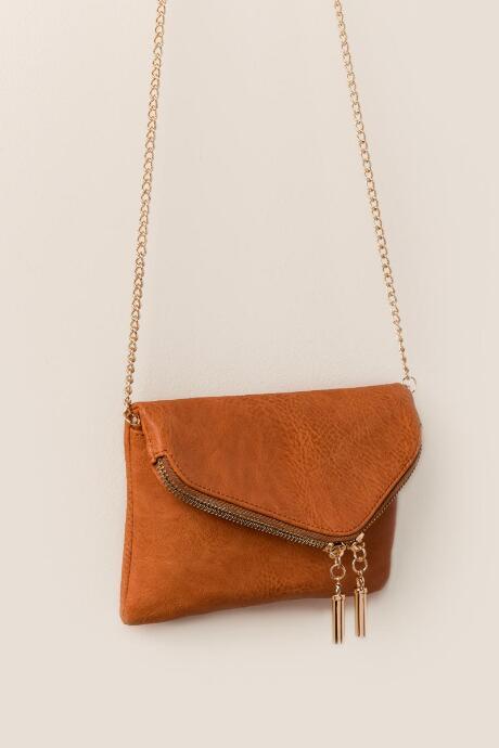 Francesca's Gemma Mini Foldover Crossbody - Cognac