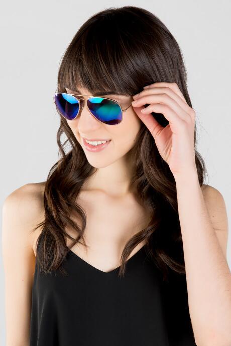 Francesca's Mile High Aviator Sunglasses - Blue