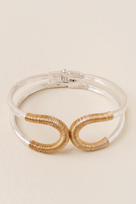 Francesca's Talia Wire Hinge Bracelet - Mixed Plating