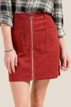 Francesca's Brielle Zip Front Corduroy Mini Skirt - Cinnamon