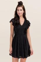 Francesca's Riley Ruffle Lace A-line Dress - Black
