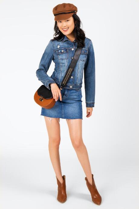 Francesca's Baylynn Double Pocket Denim Jacket - Medium Wash