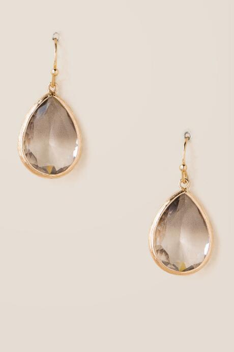 Francesca's Nancy Glass Teardrop Earring In Gray - Gray