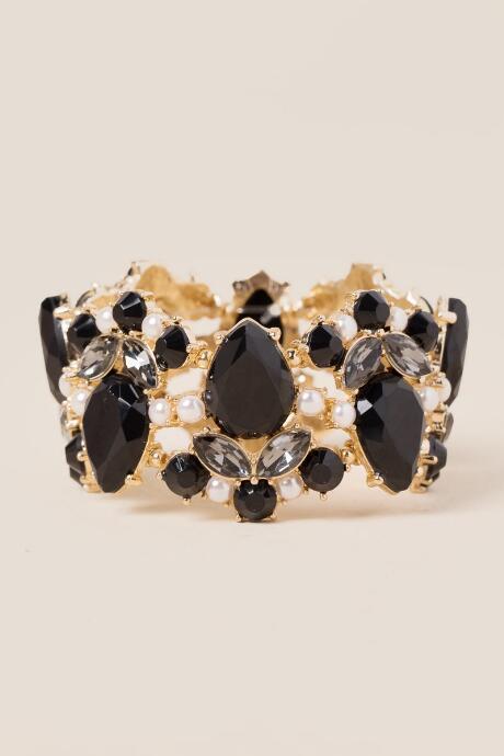 Francesca's Scarlett Facet Stretch Bracelet - Black