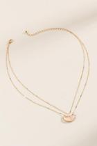 Francesca's Odessa Layered Half Moon Pendant Necklace - Pale Pink