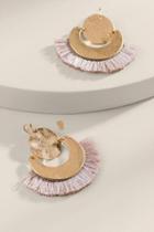 Francesca's Grace Tasseled Circle Drop Earrings - Mauve