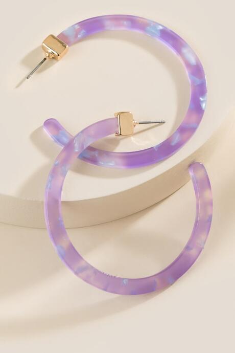 Francesca's Cassandra Resin Hoop Earrings - Lavender
