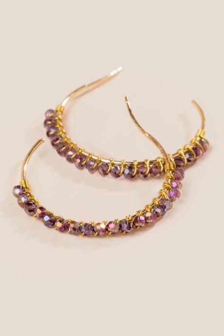 Francesca's Sylvia Beaded Hoop Earrings - Purple