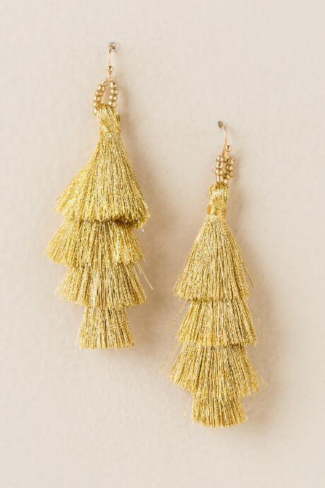 Francesca's Neva Layered Tassel Earring In Gold - Gold