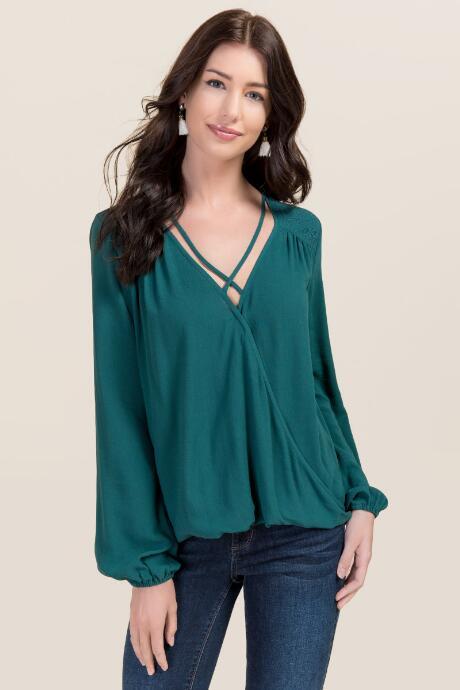 Mi Ami Chanel Surplus X Neck Top - Evergreen