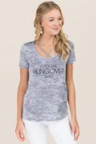 Alya Official Hungover Shirt X Neck Knit Graphic Tee - Gray