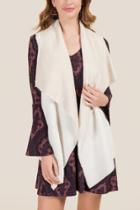 Francesca's Elegy Shearling Front Knit Vest - Ivory