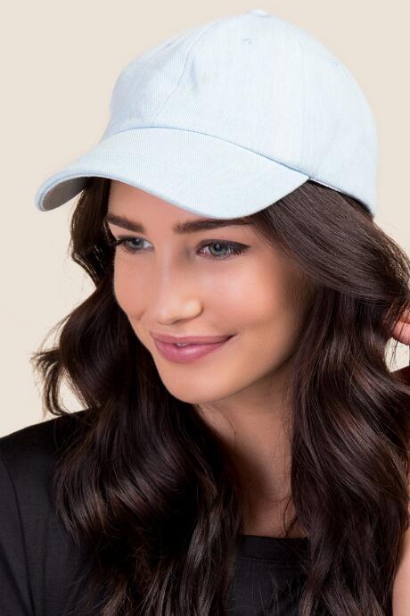 Francesca's Nia Denim Baseball Cap - Light Blue