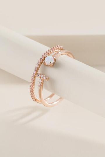 Francesca's Rosie Cubic Zirconia Ring Set - Rose/gold