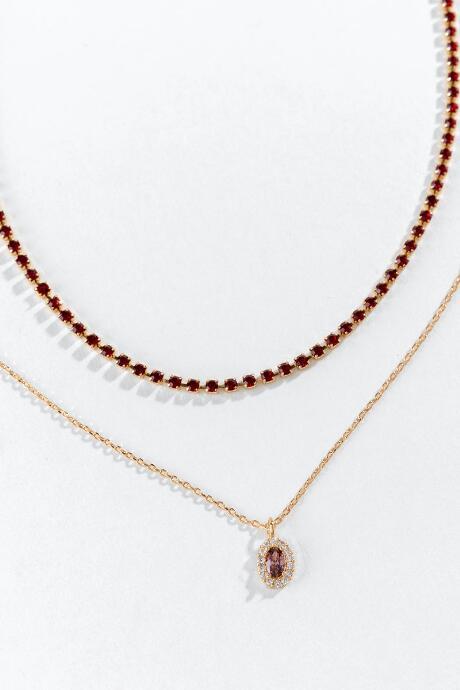 Francesca's Honor Cz Drop Layered Choker - Wine