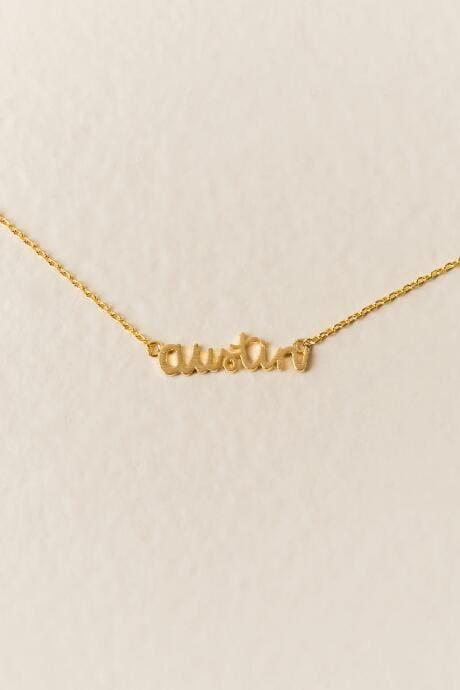 Francesca's Austin Script Pendant In Gold - Gold