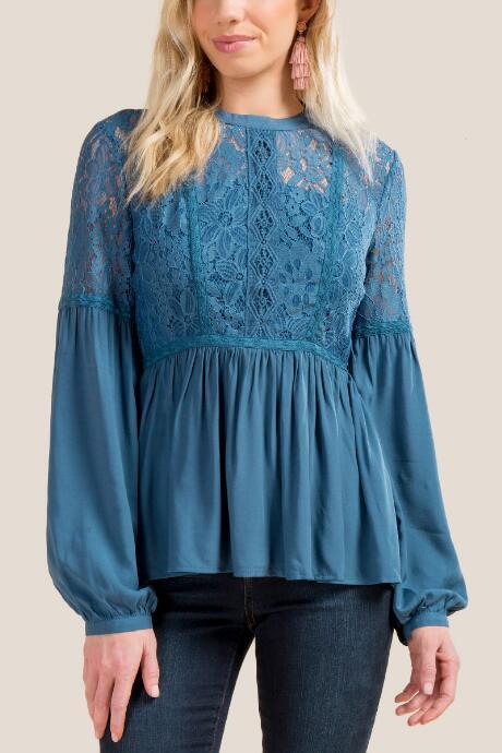Francesca Inchess Liza Lace Peplum Blouse - Dark Teal