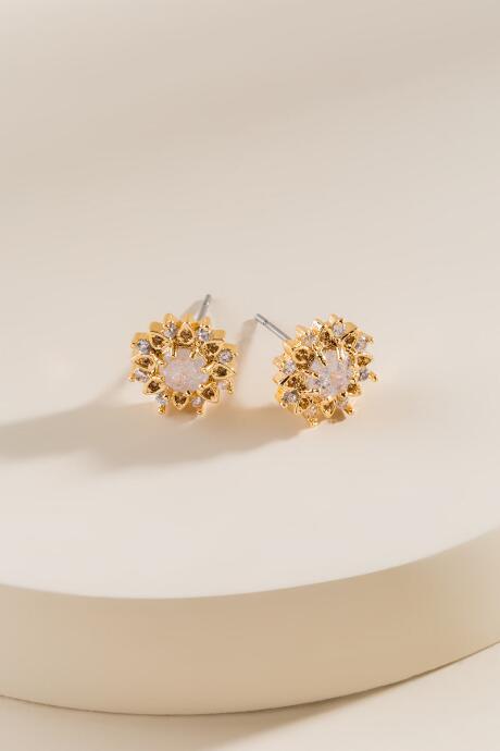 Francesca's Mariel Floral Stud Earrings - Crystal