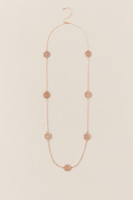 Francesca's Rosalie Filigree Station Necklace - Rose/gold