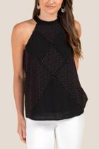 Francesca Inchess Tiffany Eyelet Halter Neck Tank - Black