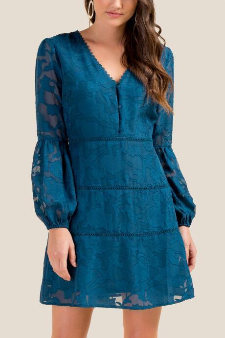 Francesca's Loralei Burnout Dress - Pine