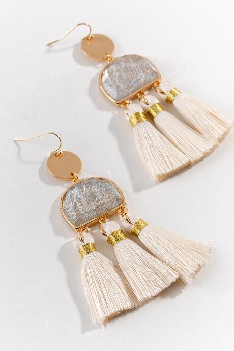 Francesca Inchess Dayana Stone Tassel Earrings - Natural