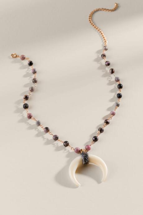 Francesca's Emma Semi-precious Bullhorn Pendant Necklace - Purple