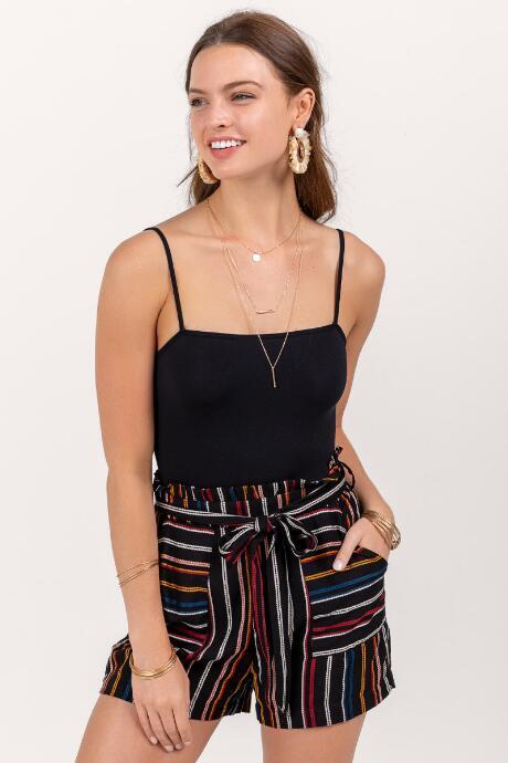 Francesca's Leni Square Neck Bodysuit - Black