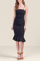 Francesca's Taryn Ruffle Hem Midi Dress - Black