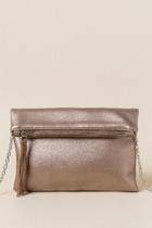 Francesca's Dakota Metallic Crossbody Clutch - Crisp Champagne