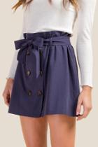 Francesca's Jaimie Button Front Skirt - Ink Navy