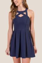 Francesca's Jenny Cut Out Fit And Flare Dress - Navy