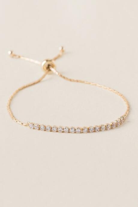 Francesca's Katherine Cubic Zirconia Pull Tie Bracelet - Crystal