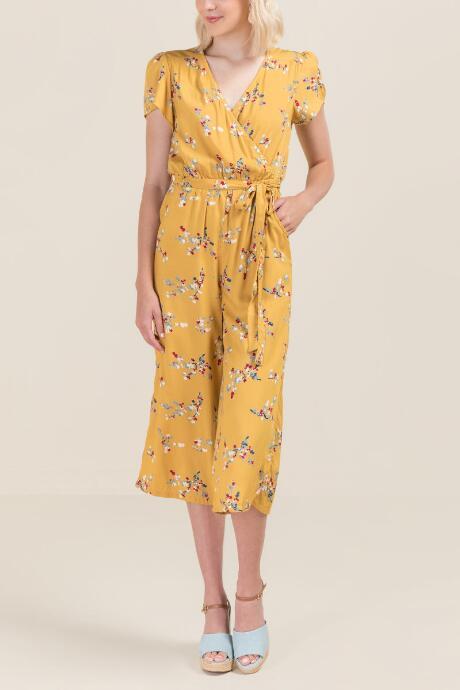 Francesca's Delphi Ditsy Floral Jumpsuit - Marigold