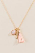 Francesca's Elisa Delicate Charm Necklace - Pale Pink