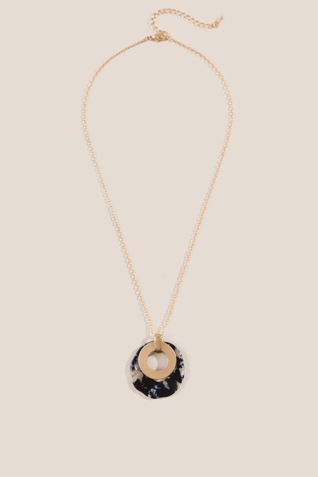 Francesca's Diane Double Open Circle Necklace - Black