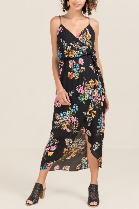 Francesca Inchess Alia Floral Wrap Maxi - Black