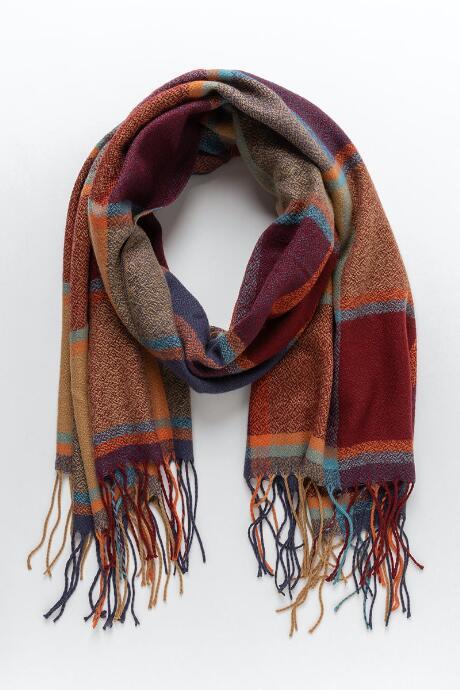 Francesca's Katrina Autumn Plaid Scarf - Wine