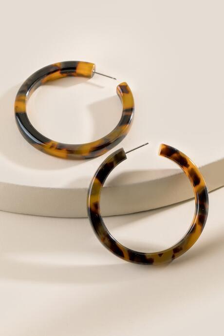 Francesca's Charley Tortoise Hoop Earrings - Amber
