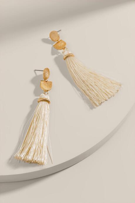 Francesca's Kelley Linear Tassel Earrings - Ivory