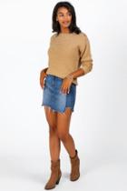 Francesca's Adena Button Shoulder Sweater - Taupe