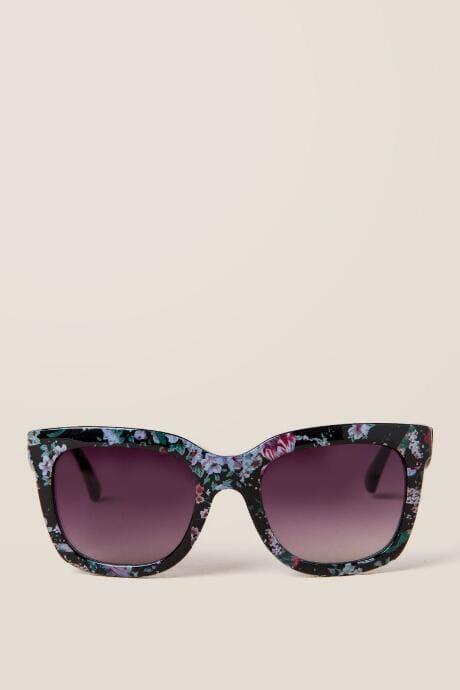 Francesca's Rose Floral New Classic Sunglasses - Black