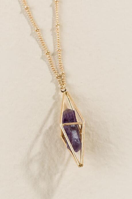 Francesca's Healing Amethyst Quartz Pendant - Purple