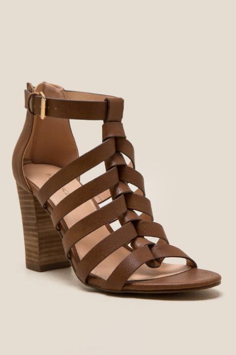 Francesca's Bellah Caged Block Heel - Tan