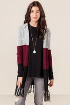 Alya Keely Fringe Sweater Wrap - Burgundy